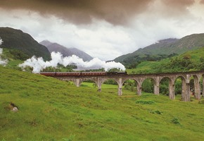 jacobite steam train on glennfinnan viaduct