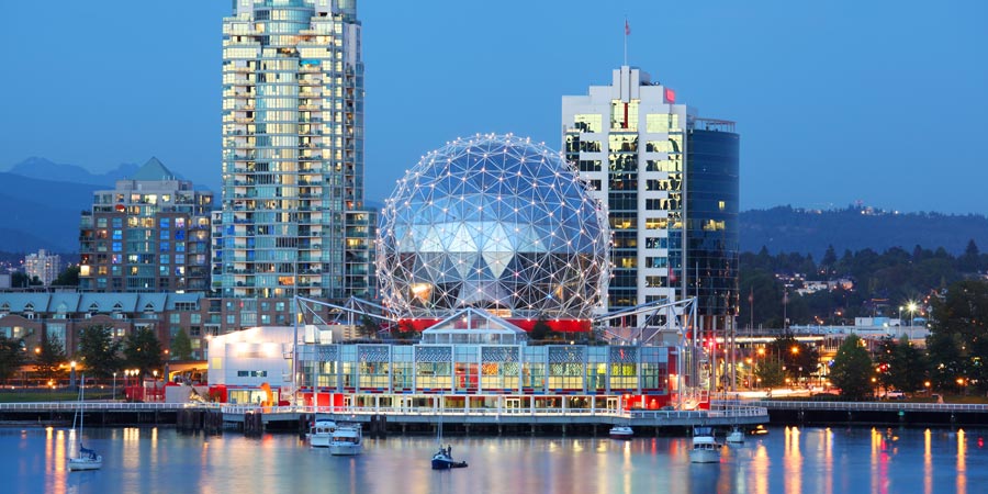 Vancouver skyline in the evening