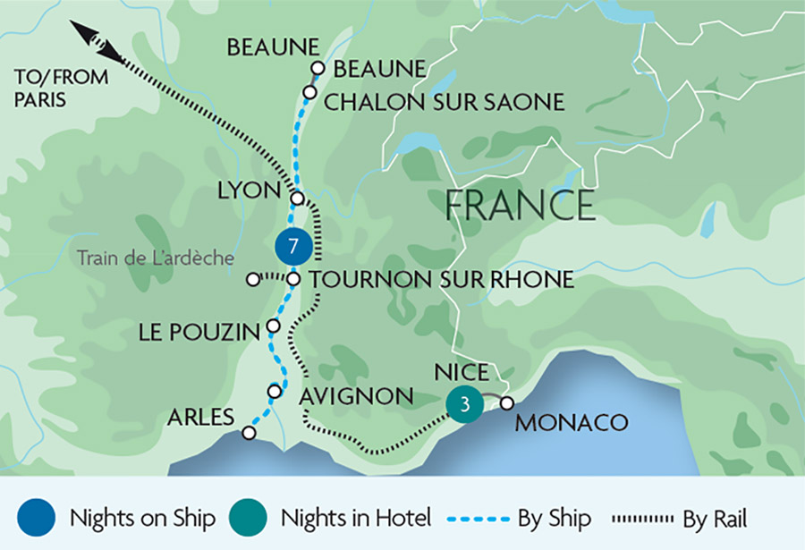 French Riviera Rhone Cruise Rail Discoveries